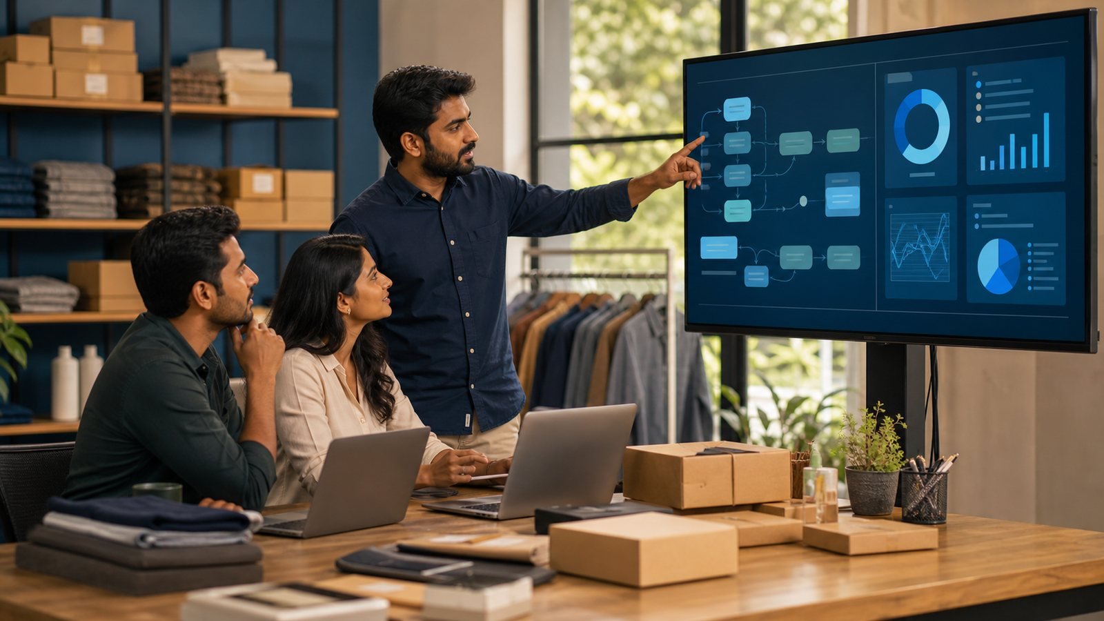 Indian small business team reviewing an AI-assisted workflow